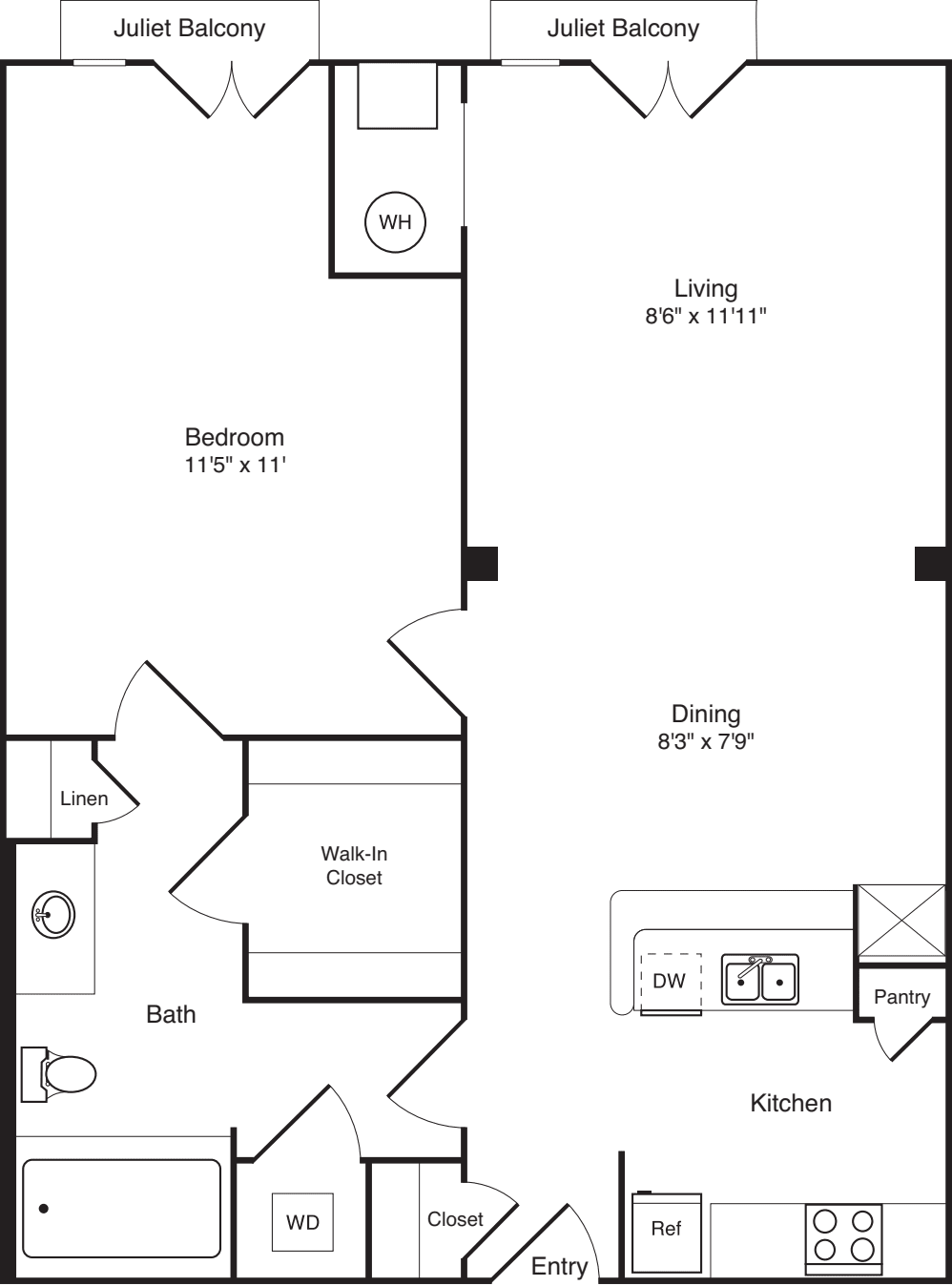 Mellon with Juliet Balcony floorplan