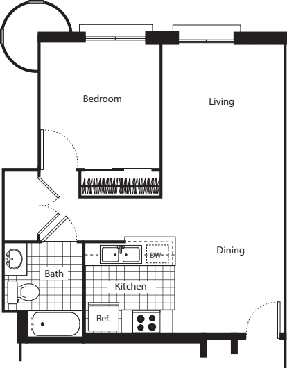 1A No W/D floorplan