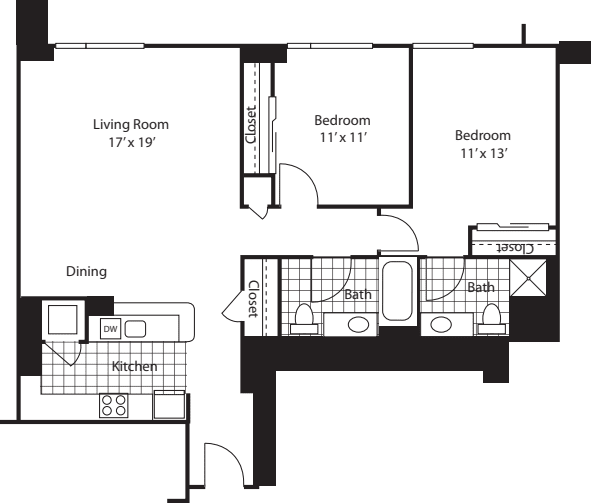 Two Bedroom 1128 B