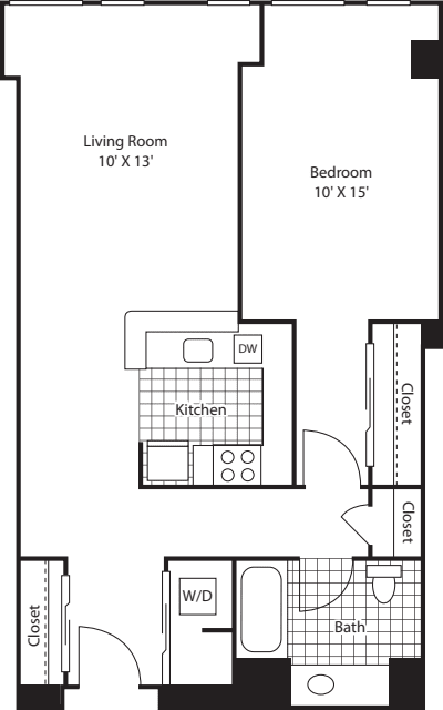 One Bedroom 802 floorplan