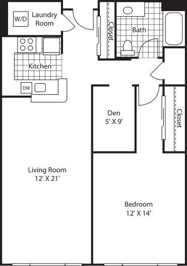 One Bedroom 933 floorplan