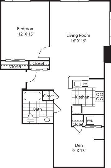 One Bedroom 978 A floorplan