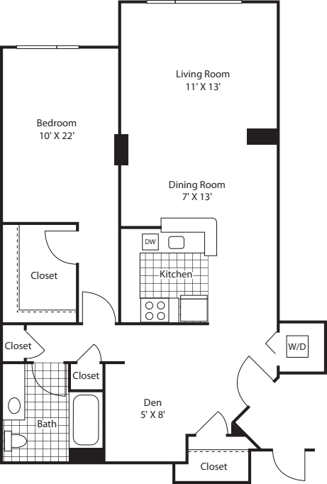 One Bedroom 997 floorplan
