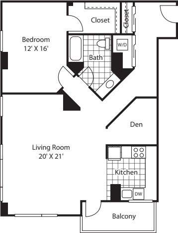 One Bedroom 1146 floorplan