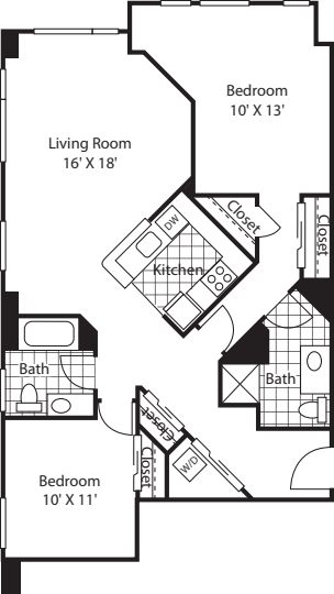 Two Bedroom 1135 floorplan