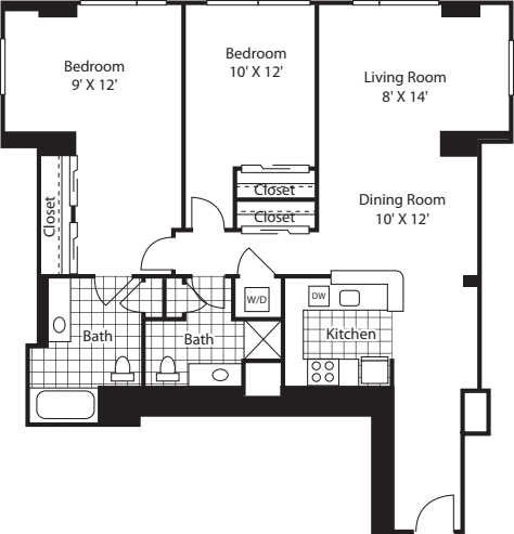 Two Bedroom 1152 floorplan