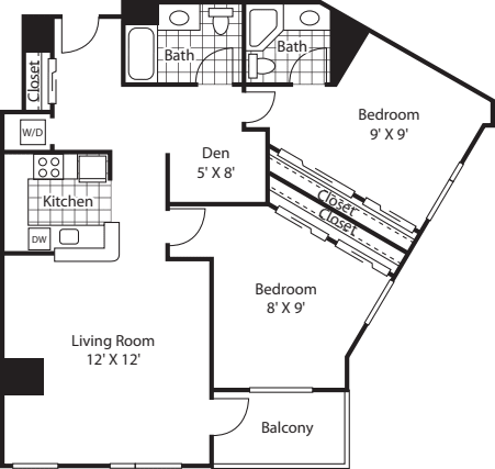 Two Bedroom 1187 floorplan
