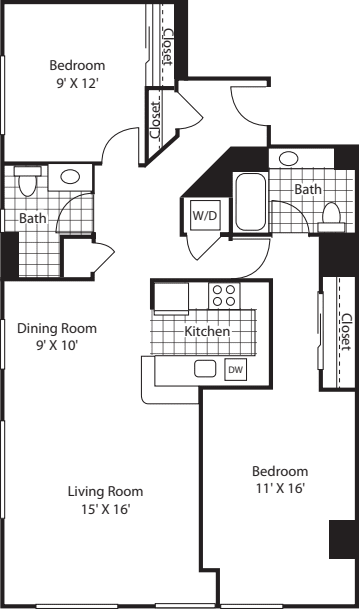 Two Bedroom 1204 floorplan