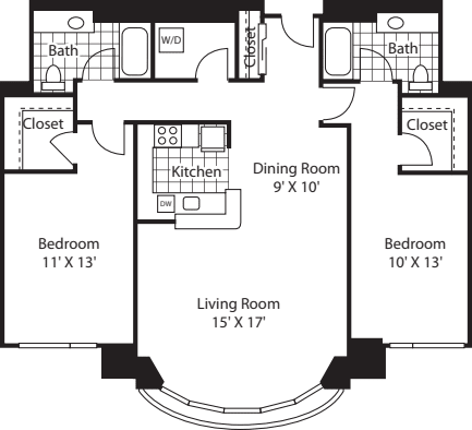 Two Bedroom 1241 floorplan