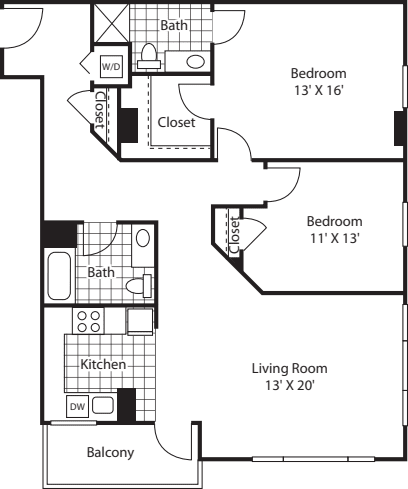 Two Bedroom 1311 B floorplan