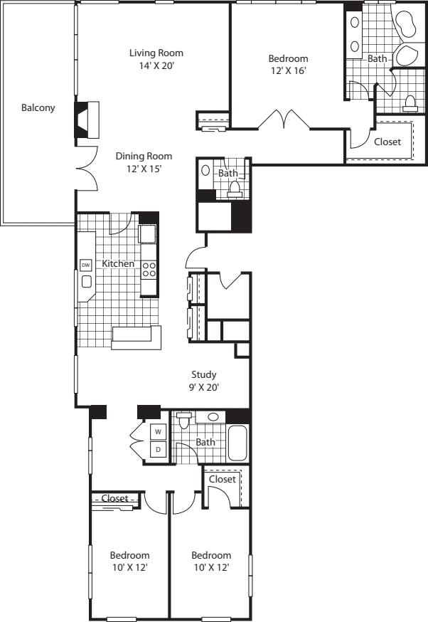 Three Bedroom 2145 floorplan
