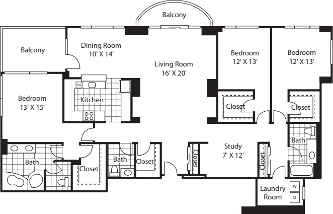 Three Bedroom 2405 floorplan