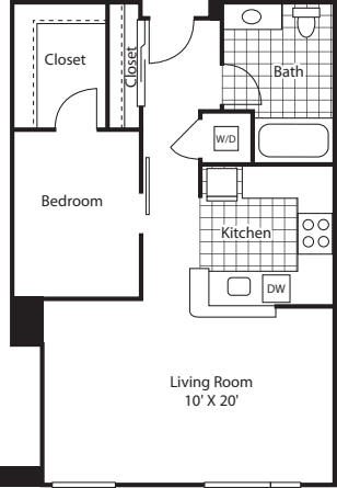 Open One Bedroom floorplan