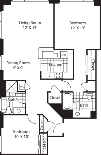 Two Bedroom 1051 floorplan
