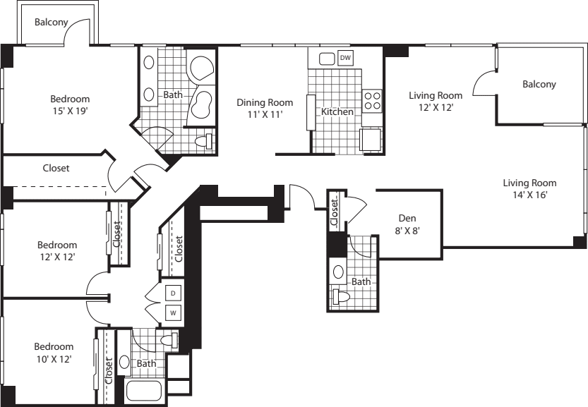 Three Bedroom 1842 floorplan