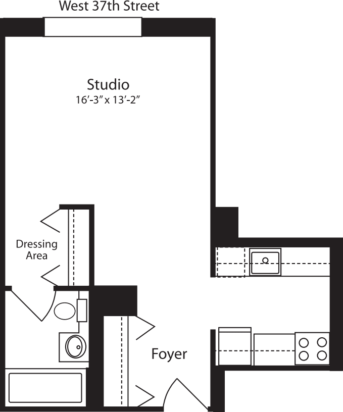 Plan V, floors 11-15 floorplan