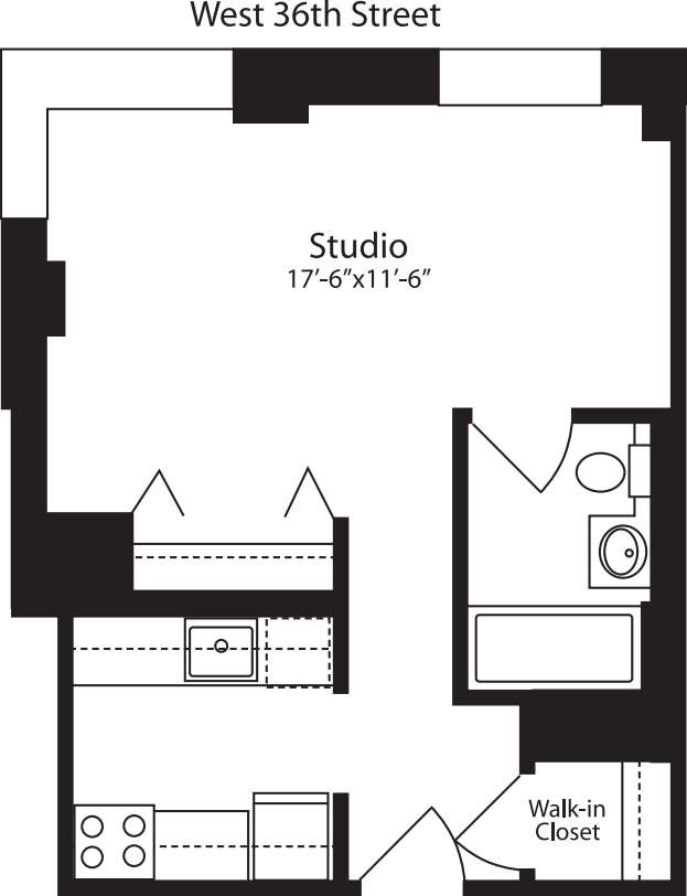 Plan J, floors 3-15 floorplan