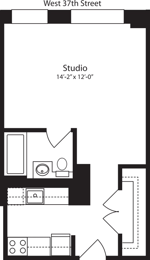 Plan U, floors 4-10 floorplan