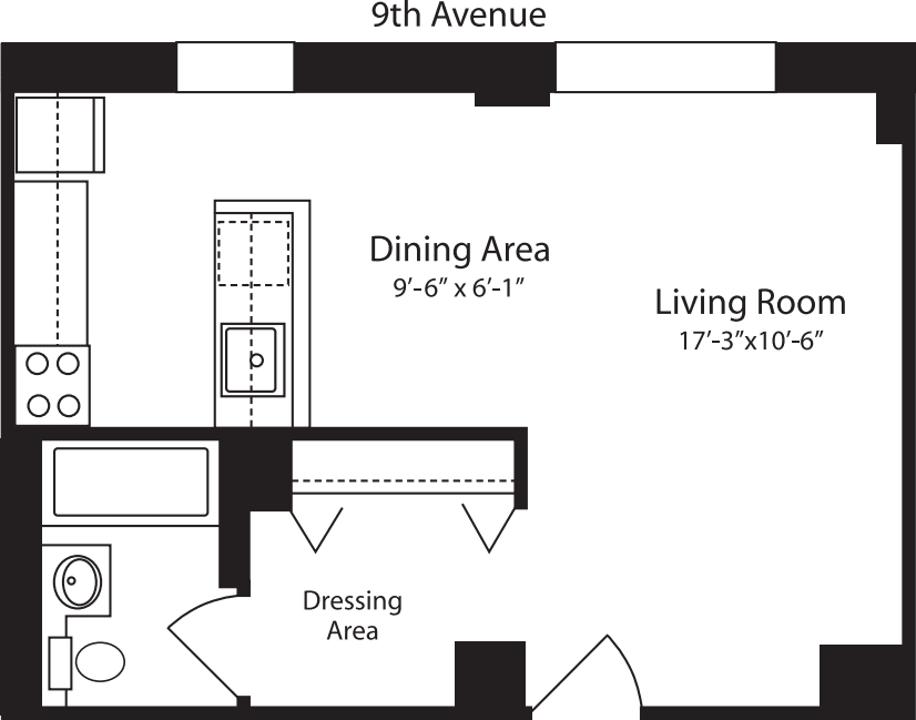 Plan M, floors 14-15 floorplan