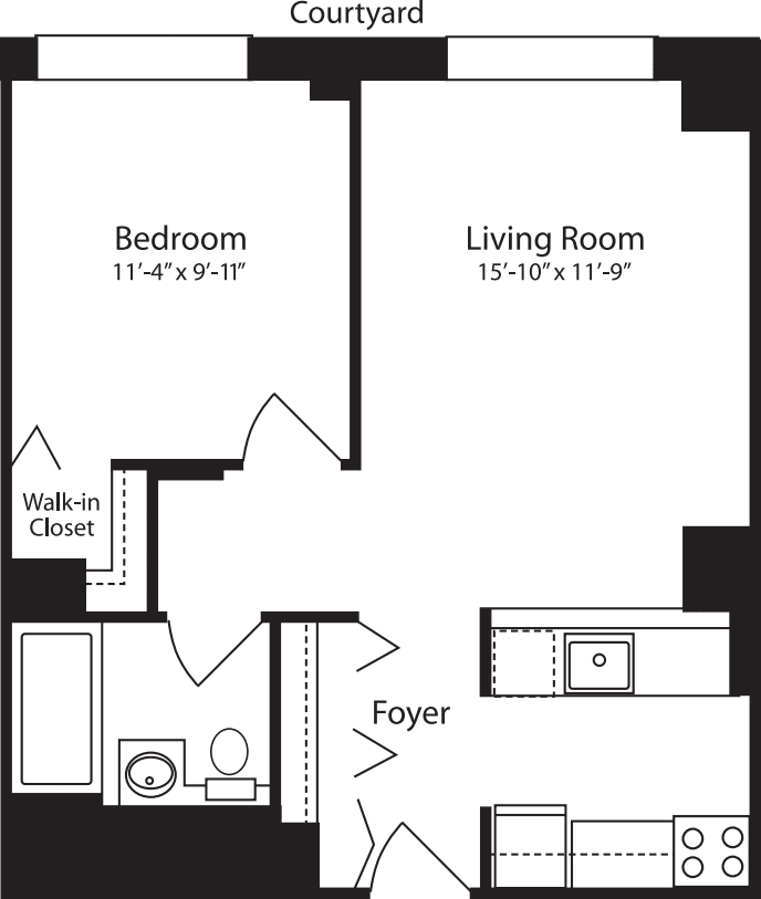 Plan W, floors 11-15 floorplan
