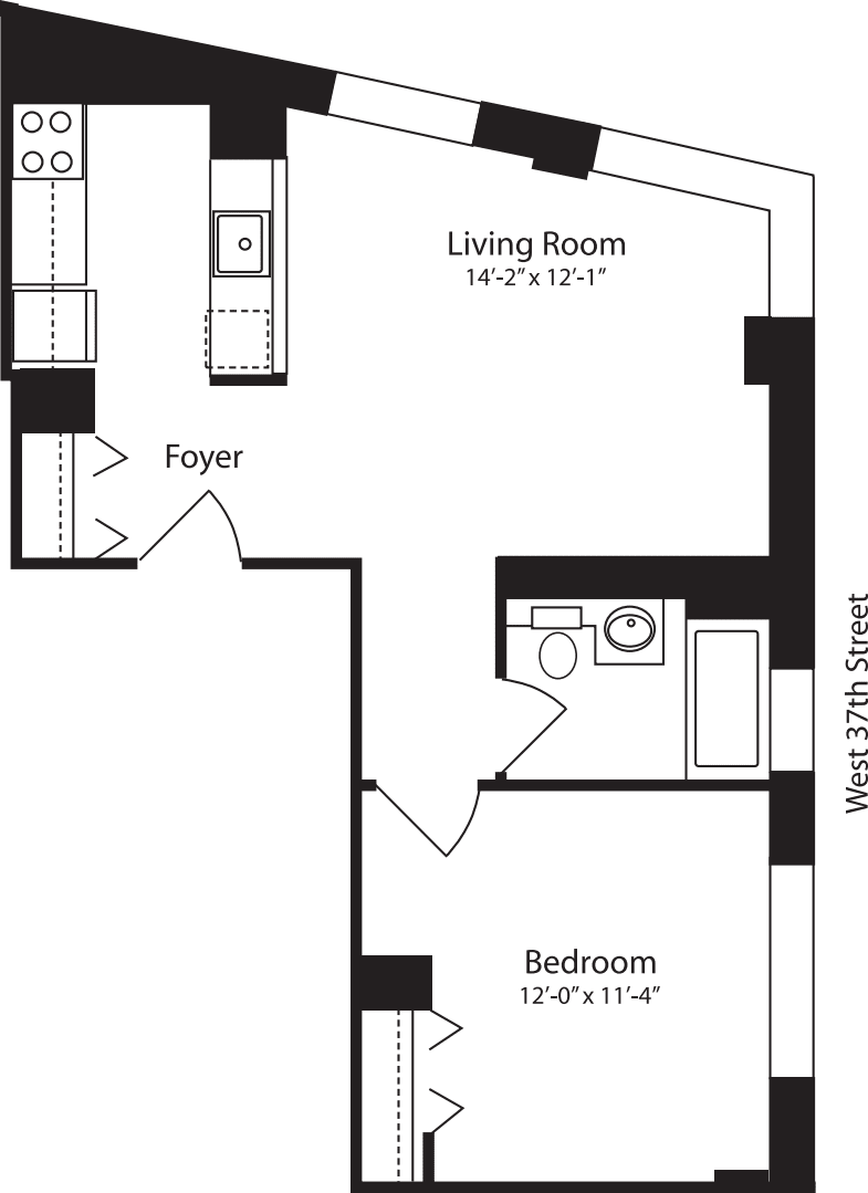 Plan T, floors 12-15 floorplan