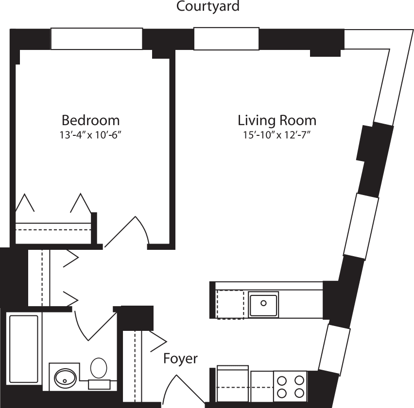 Plan X, floors 4-10 floorplan