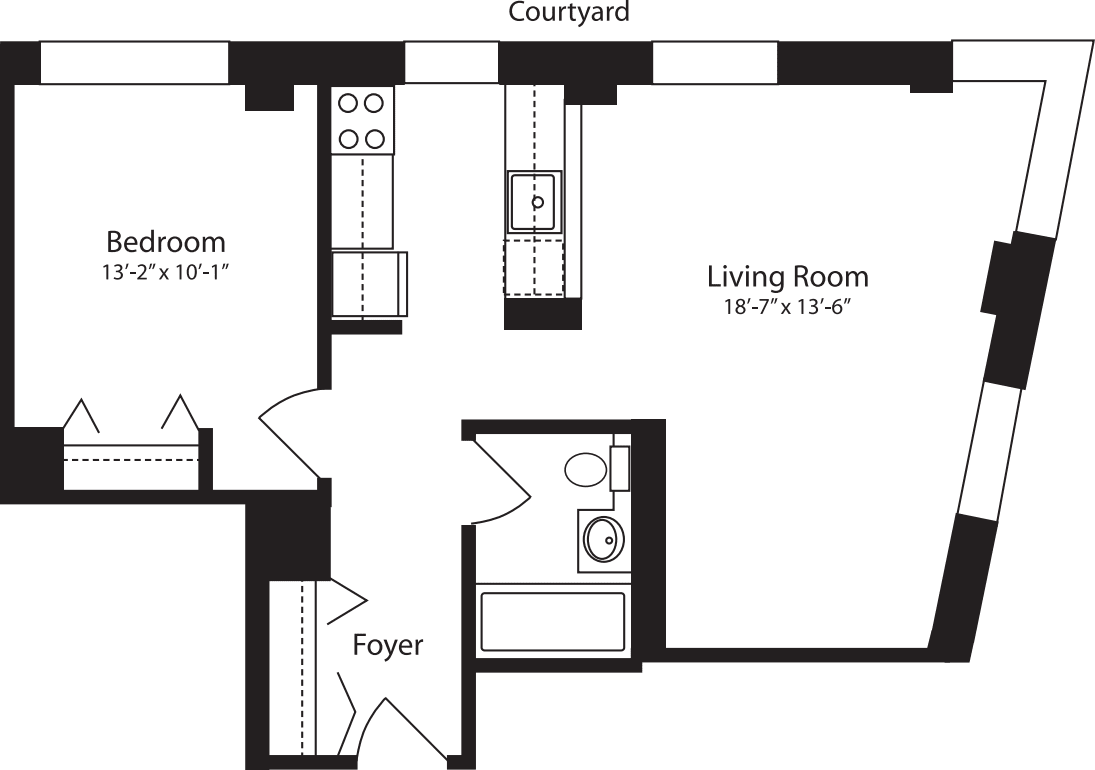 Plan U, floors 11-15 floorplan