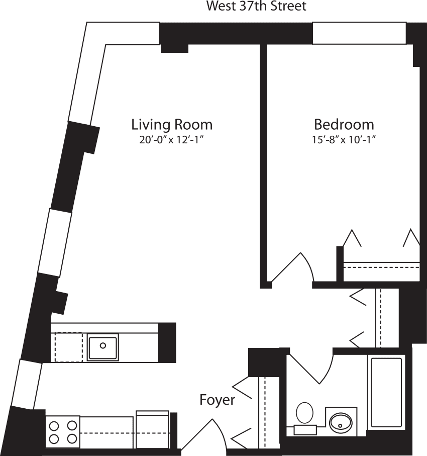 Plan W, floors 3-10 floorplan