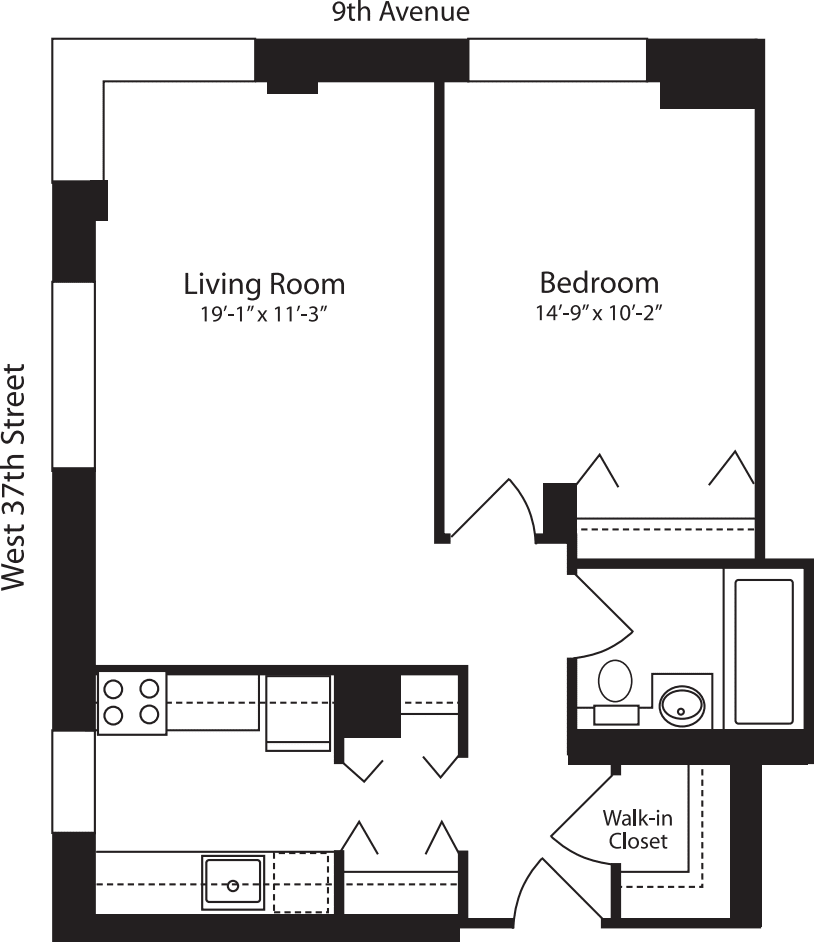 Plan P, floor 14 floorplan