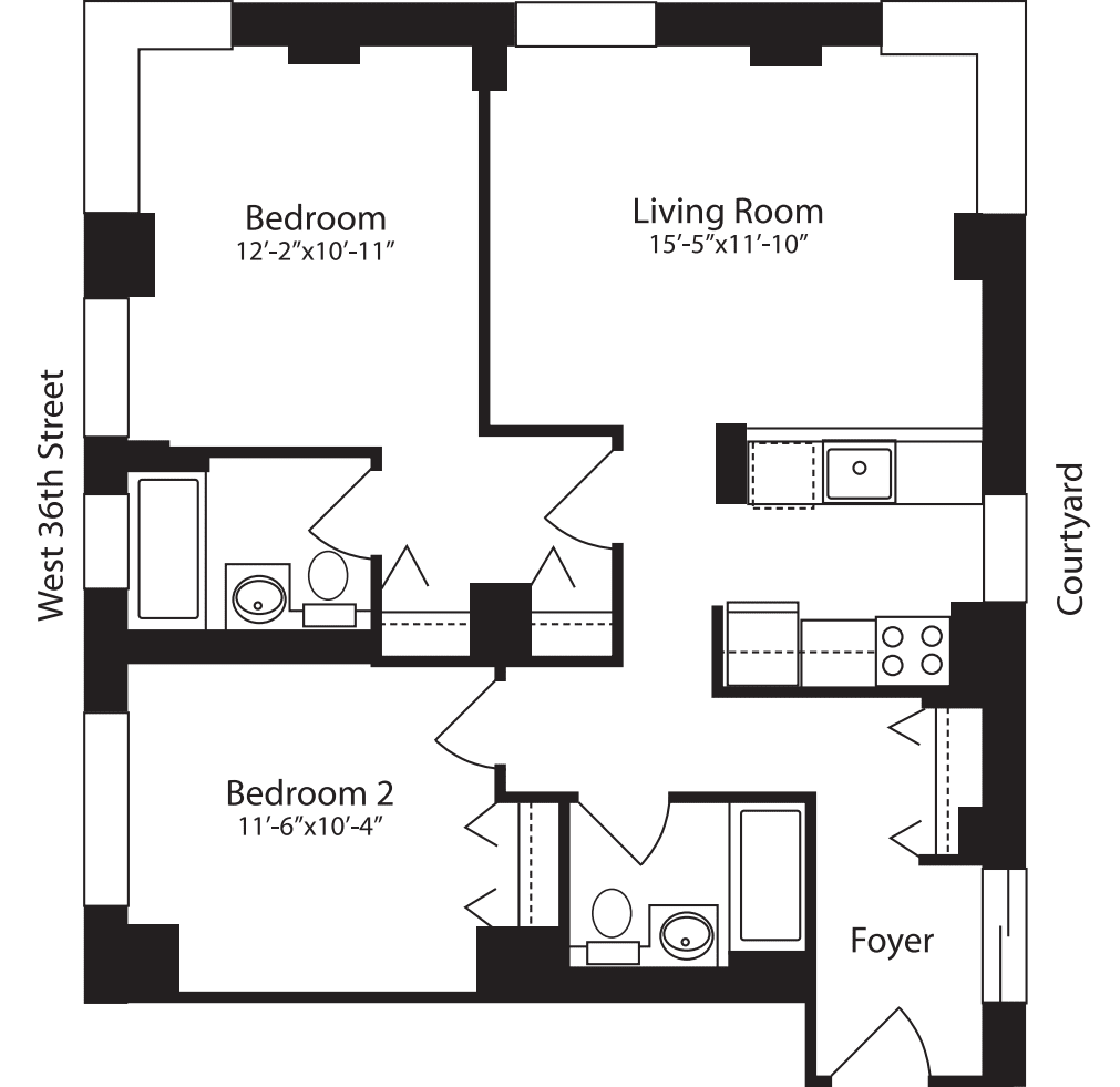 Plan E, floors 4-15