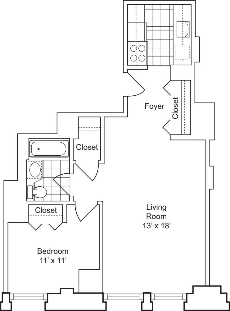 1 Bedroom G - Floors 18-19
