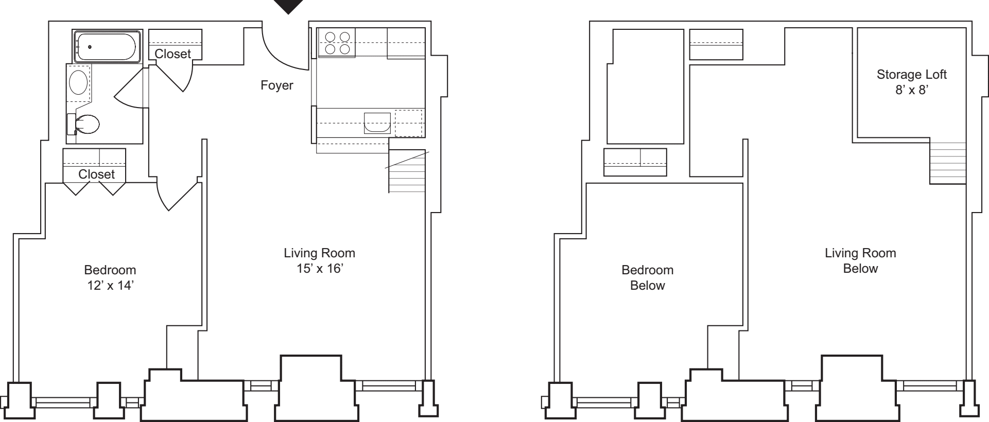 1 Bedroom I- Floors 3 & 4