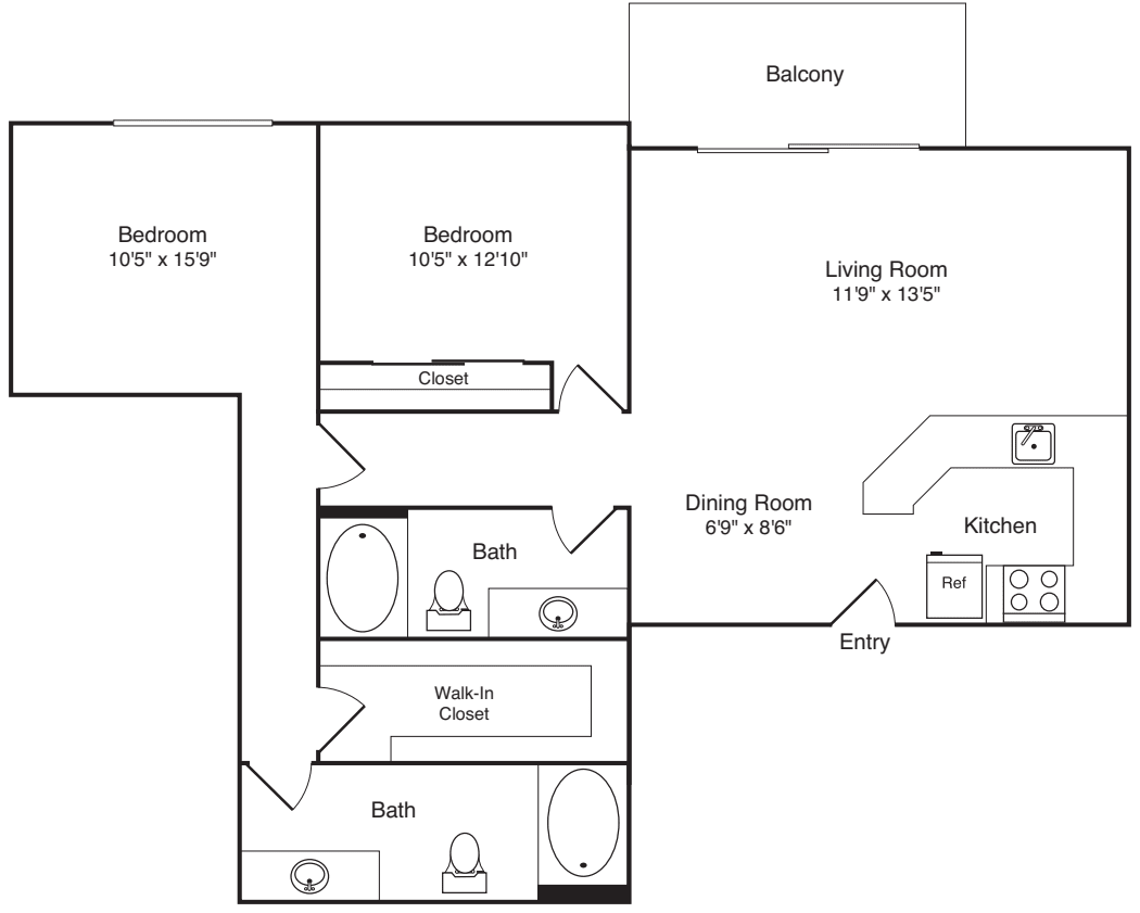 2x2 with Balcony