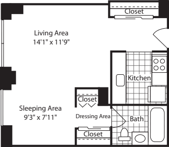 Studio-500 floorplan