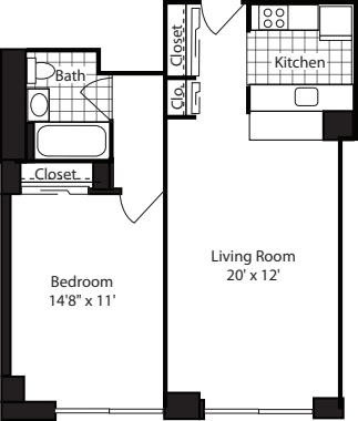 One Bedroom-600 floorplan
