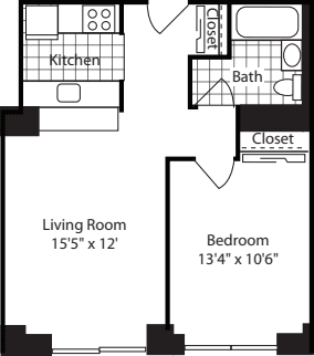 One Bedroom: 215 floorplan