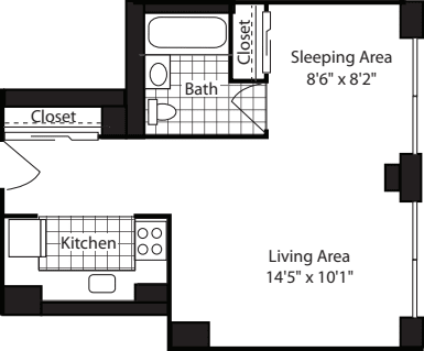 Studio: 313-713 floorplan