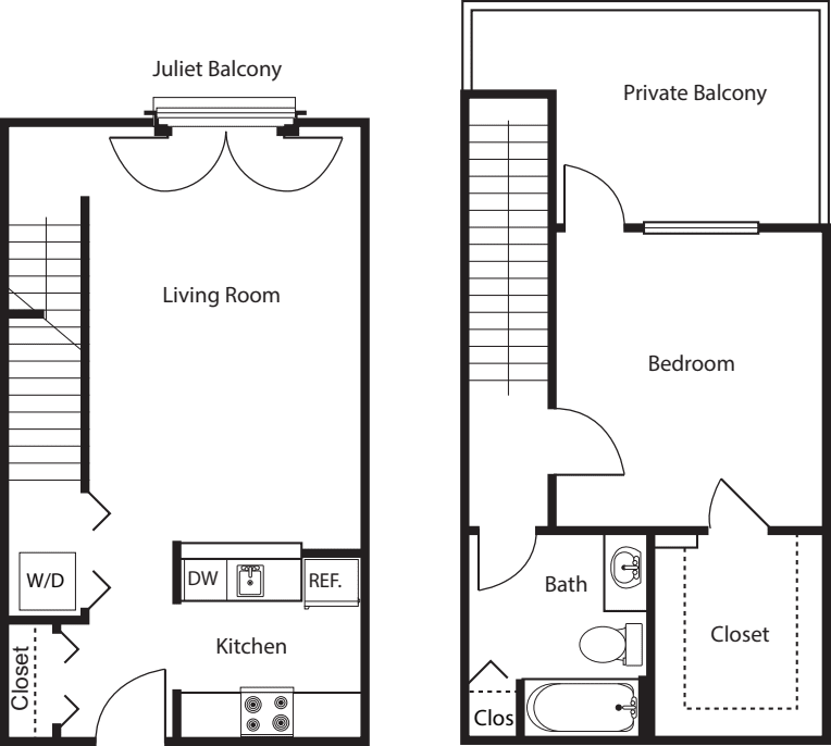 1 Bedroom TH -837 floorplan
