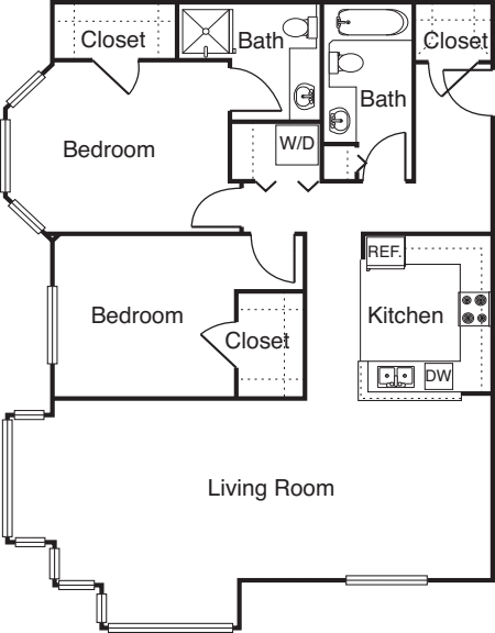 2 Bedroom -1117 floorplan