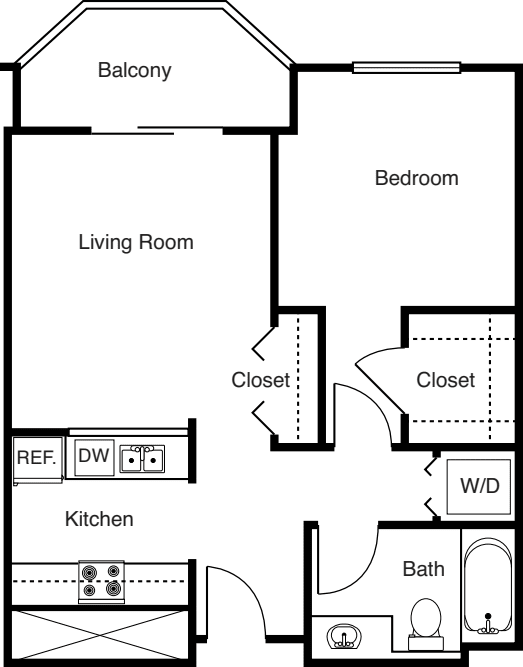 1 Bedroom -594 floorplan