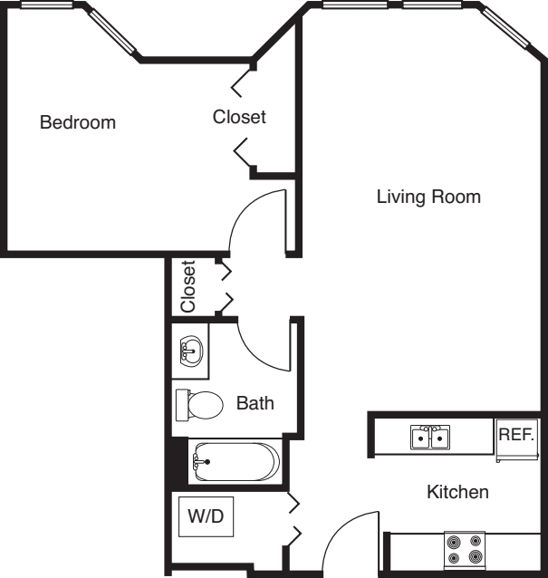 1 Bedroom -690 floorplan