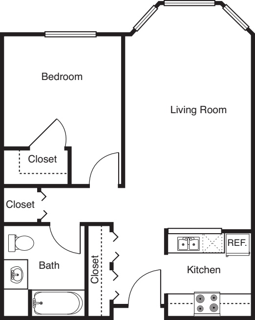 1 Bedroom -686 floorplan