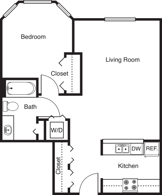 1 Bedroom -665 floorplan