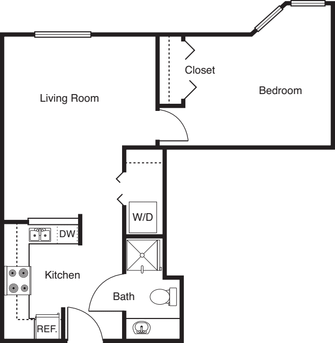 1 Bedroom -585 floorplan