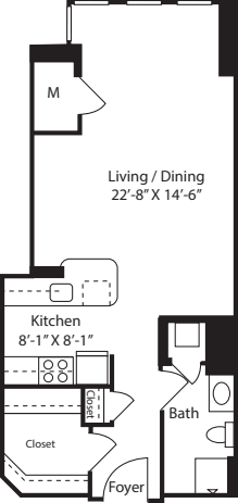 Madison Studio floorplan