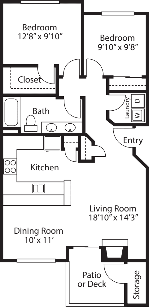 Two Bedroom  One Bath