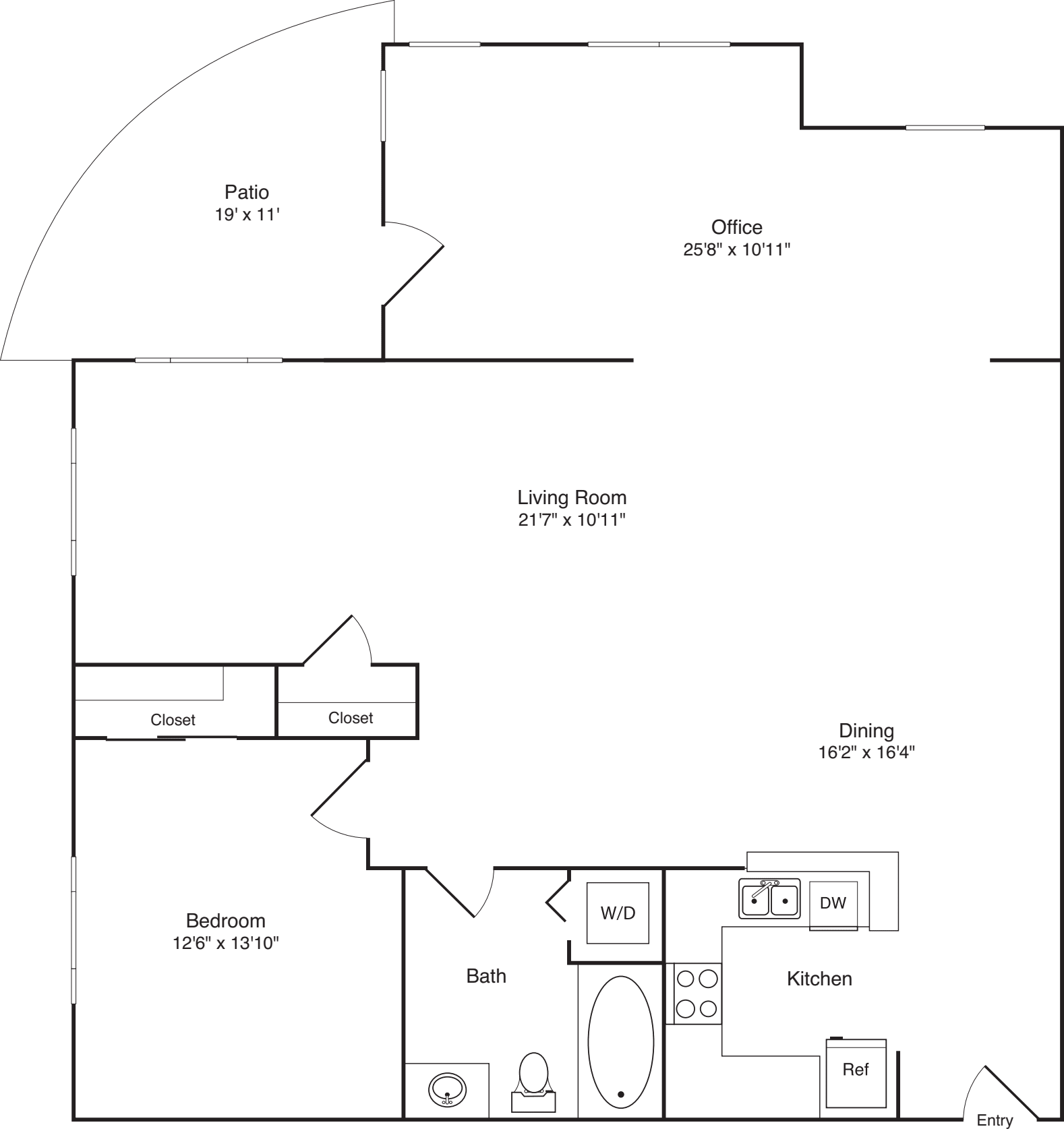 Large Studio -(L) floorplan