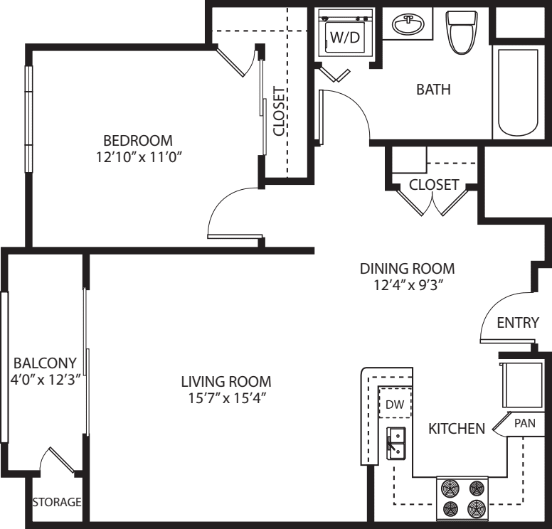 1 Bedroom (H) floorplan