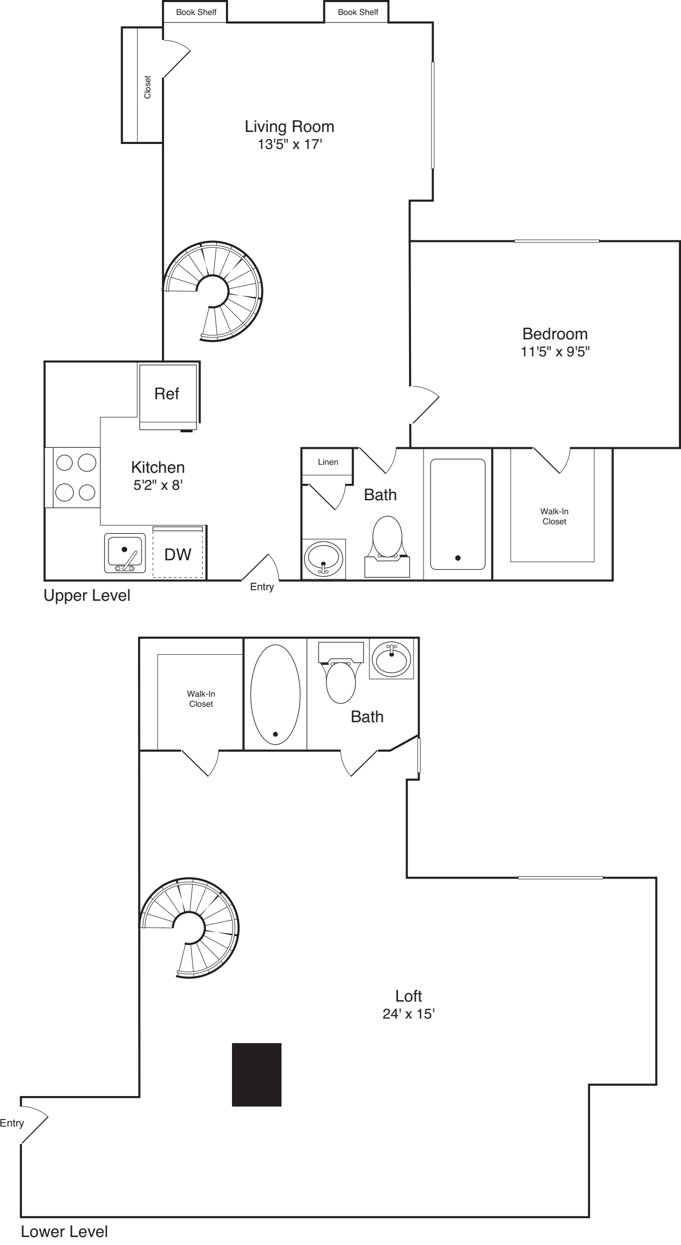 Plan 1 Bed Loft floorplan