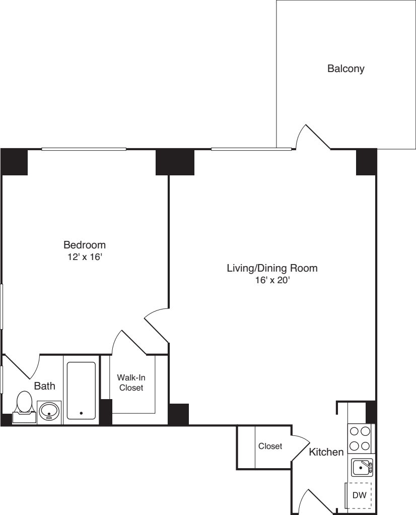 Plan K - 8th Floor with balcony floorplan
